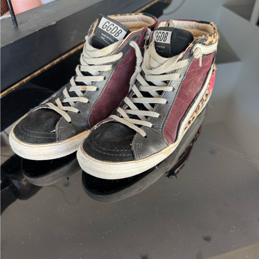 EUC Golden Goose GGDB 38 Leopard and hot pink star Slide Sneakers - Picture 3 of 6